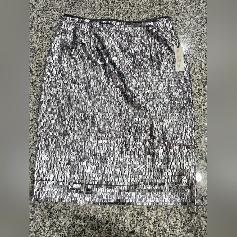 Chico's Sequin Stephanie Skirt in Fashion Silver